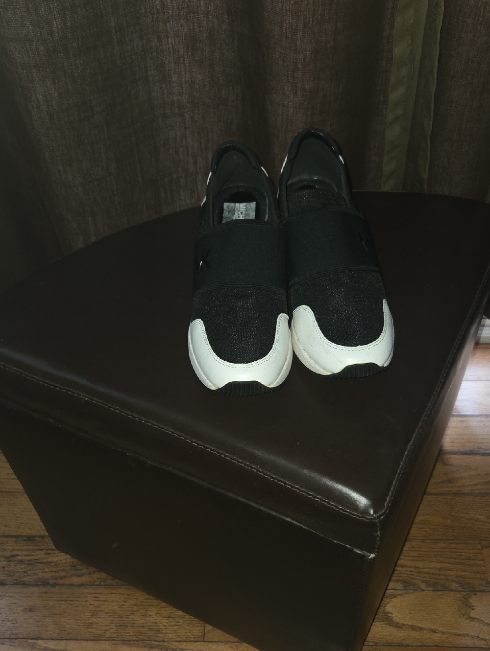 Michael Kors Black and White Elastic Slip-On Sneakers